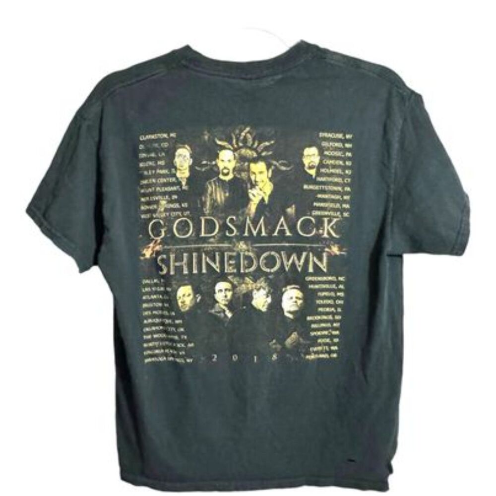 Godsmack & Shinedown 2018 Tour T-Shirt – Size M | Vintage & Torn Condition